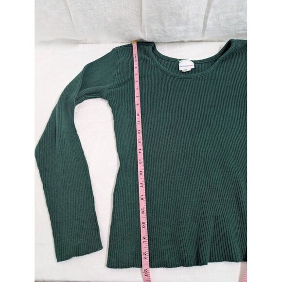 Styles to Go women's Large green scoop neck ribbed sweater 100% cotton Y2k SW10 - Picture 7 of 7